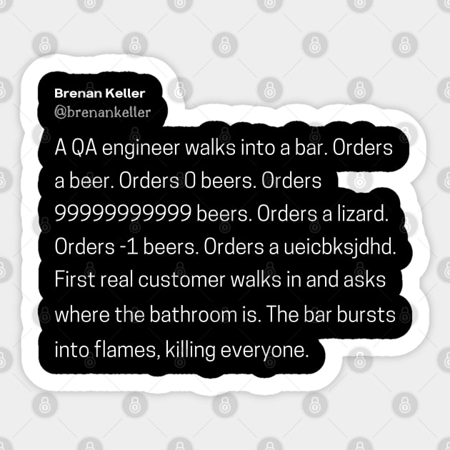 QA Engineer Walks Into A Bar Original Aesthetic Tribute 〶 Sticker by Terahertz'Cloth